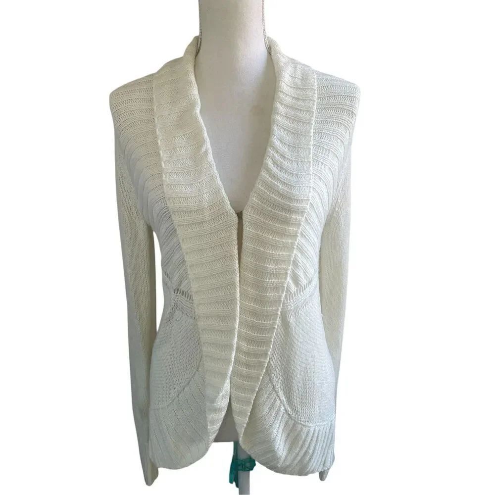 Lilly Pulitzer Cream Front Clasp Open Front Cardigan Sweater M